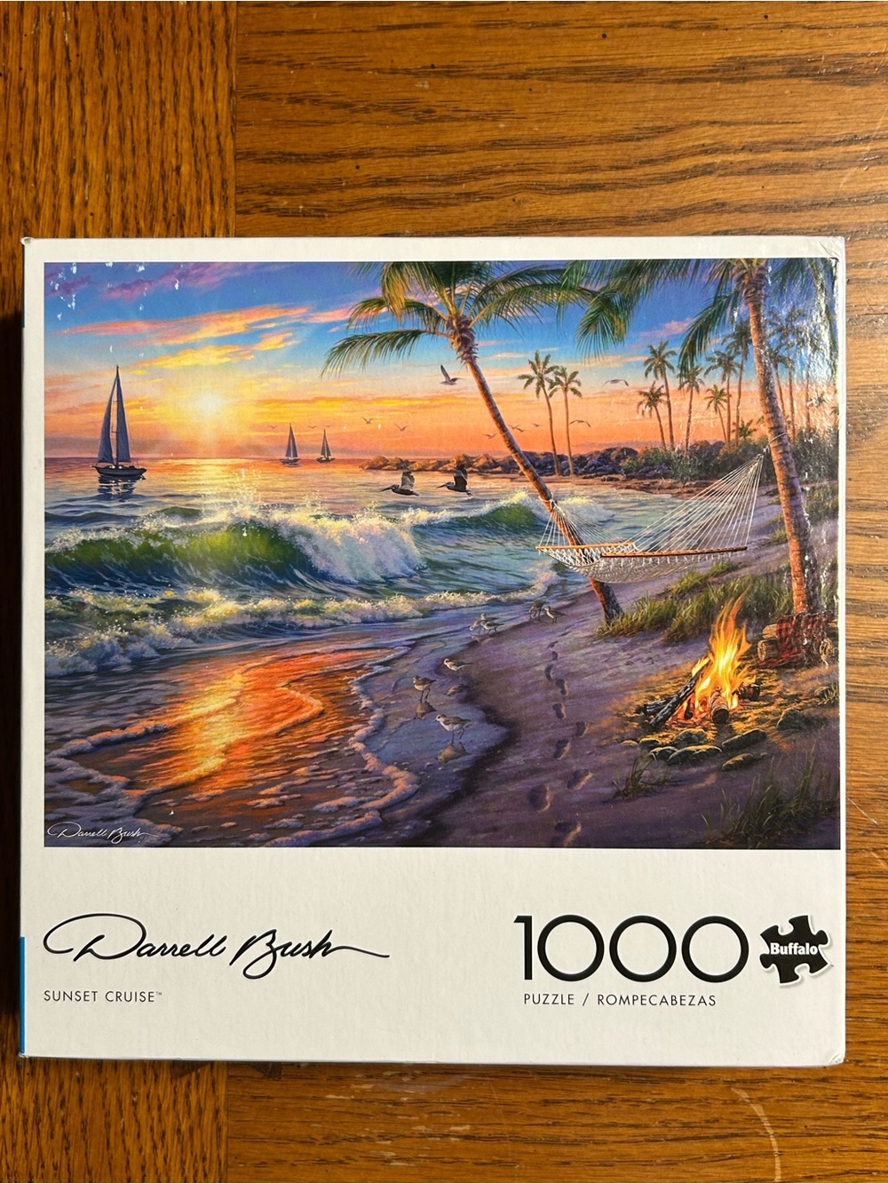 Buffalo 1000-Piece Sunset Cruise Puzzle by Darrell Bush - Colorful Beach Scene